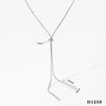Collana a Y in acciaio inossidabile argento con pendenti rettangolari e dettagli misure - Argento (D1258)