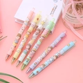 Set of 6 retractable gel pens with cute pastel illustrations and matte finish - Genki Girl