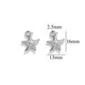 Starfish shaped stainless steel jewelry pendant in silver finish measuring 16x13mm - Steel Color Starfish-543