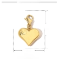 Tableau des tailles détaillé pour pendentif cœur en acier doré avec fermoir mousqueton - YF094 Cœur Lisse Doré (24x15mm)