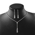 Conjunto de joyas de novia en plata con flores de circón, collar de gotas y pendientes - E2538-7
