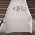 Christmas table runner with red Merry Christmas print on white linen fabric - 33*183cm / ZQ04-5 (White Background Red Text)