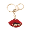 Roze lippen auto sleutelhanger met gouden MOM letters, ideaal cadeau voor Moederdag - Rood