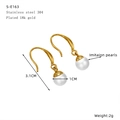 Gold plated 304 stainless steel hook earrings with 1cm imitation pearls variant - 3.1CM Hook Pearl Style(SE163G)