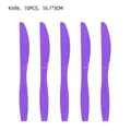 Dettaglio di 10 coltelli in plastica viola con bordi seghettati per feste, 16,1x3cm - Coltelli di plastica viola