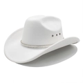 Detail of white western cowboy hat featuring dual rows of pearls and metal air vents - White