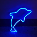 Blue LED dolphin neon sign wall light with transparent base for bedroom decoration - Dolphin Blue