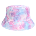 Pink, blue, and purple tie-dye reversible bucket hat for outdoor sun protection - One Size / Purple Tie Dye