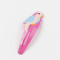 Pink metal snap hair clip for girls featuring a colorful cartoon parrot design - Parrot