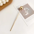 Minimalist gold metal hair pin with geometric round ball on elegant white background - Ball Style