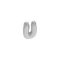 Polished silver balloon style letter U pendant charm with minimalist 3D puffy design - Silver Letter U Pendant