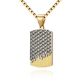 Men's fashion stainless steel wave military tag pendant necklace in gold and silver finish - Gold Texture