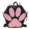 Cute black and pink cat paw backpack for kids with 3D ear details and soft paw print - Black and Pink