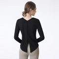 Top sportivo nero da donna con spacco posteriore e scollo a V profondo - S / Nero
