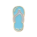 Sommerliche Emaille-Brosche als Flip-Flop in Hellblau und Lila mit goldenem Metallrand - Blaue Flip-Flops (XZ8585)