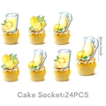 24-piece lemon themed cake toppers for birthday party decorations featuring citrus designs - Small Cupcake Toppers 24PCS