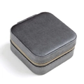 Grey velvet jewelry travel case with gold zipper for rings and earrings storage - Gray