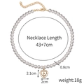 Baroque pearl necklace with gold heart cross pendant measuring 43+7cm and 18g - Gold Heart Cross Pearl Necklace