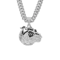 Zilveren bulldog hanger ketting met glinsterende kristallen en cubaanse schakelketting voor heren - Zilver (Hond) + 50cm Cubaanse Ketting