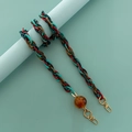 Multicolor acrylic resin chain strap with amber bead and gold metal lobster clasps - B319 Mixed Lantern Beads