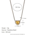 Minimalist two-tone stainless steel heart pendant necklace with 18K gold twist border - Mini Heart Pendant Necklace / Gold and Silver Two-tone