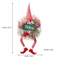Weihnachtselfen-Kranz mit gestreiftem Hut und Believe-Schild, 82x42cm für Feiertagsdeko - Rot Grün Weiß Langbeiniger Elfenkranz