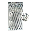 Silver laser bat-shaped foil fringe curtain for Halloween party decoration with detail zoom - Holographic Bat