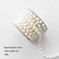 5m Creamy white 8mm pearl bead chain on spool for Christmas tree and DIY decoration - 8mm White Pearl 5m