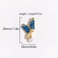 Detail view of blue butterfly pendant with size and weight measurements in inches and mm - Gold Blue Enamel Butterfly Pearl Style