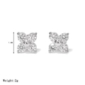 Orecchini a perno a forma di fiore a quattro petali con zirconi, finitura argento, 7,1 mm - Stile A Platino