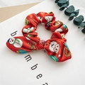 Coletero navideño de terciopelo rojo con lazo y motivos festivos de Papá Noel - Muñeco de Nieve Rojo