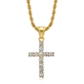 Hiphop vergulde titanium stalen kruishanger met glanzende 3A zirkonia steentjes - Alleen gouden hanger