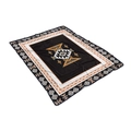 Detail of tribal geometric pattern on soft black flannel throw blanket with orange accents - Black Tribal Totem