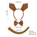 Brown plush kangaroo costume set including ears headband, bowtie, and a curved tail - Brown Kangaroo 3-Piece Set