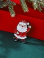 Broche de Père Noël en émail, design classique rouge et blanc pour les fêtes de Noël - Père Noël qui salue (6070)