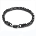 Pulsera clásica de cadena de cuerda en acero inoxidable negro con cierre de mosquetón - 20cm / 6mm / Negro