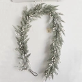 Detail of Norfolk pine garland with white berries and realistic snowy flocked needles - 【1.8m】Snow Frost Garland with White Berries