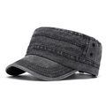 Gorra militar vintage gris oscuro en algodón lavado con ojales de ventilación laterales - Ajustable / Negro