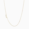 Minimalist gold stainless steel initial necklace with oval hollow pendant on cable chain - Letter Q