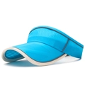 Blue sports sun visor hat with extended brim and reflective strip for outdoor running - Adjustable / Lake Blue