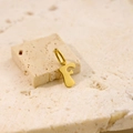 Polished gold initial F pendant necklace on natural stone minimalist jewelry - Letter-F / Gold