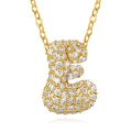 Gold plated necklace with letter E pendant micro-set with white cubic zirconia stones - Letter E