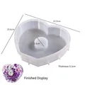 Detailed dimensions of heart-shaped silicone mold for DIY resin clock casting projects - Flat Heart