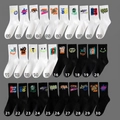 Men's cotton crew socks with diverse street style graffiti patterns in black and white - 3 Pairs (Self-Selected Styles)