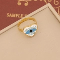 Anello cuore malocchio in acciaio inossidabile dorato con smalto blu su scatola - Stile 4: Anello