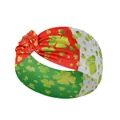 St. Patrick's Day wide yoga headband with green shamrock and top hat patterns - FC11-1 Patchwork Shamrock