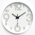 Modern white 25cm luminous wall clock with large numbers and silent quartz movement - 12 Inch / Round Font White Dial White Frame