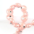 Perline a cuore in ceramica rosa con motivo malocchio per creazione gioielli - 13x14mm / Rosa