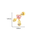 Golden heart arrow cartilage piercing stud with pink zircon and 1.01cm height - Pink Rhinestone Heart Arrow Style (6# Gold)