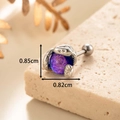 Silver snake-inspired moonstone cartilage stud earring with purple-blue stone 8.5mm - Purple Blue (A159-1#)